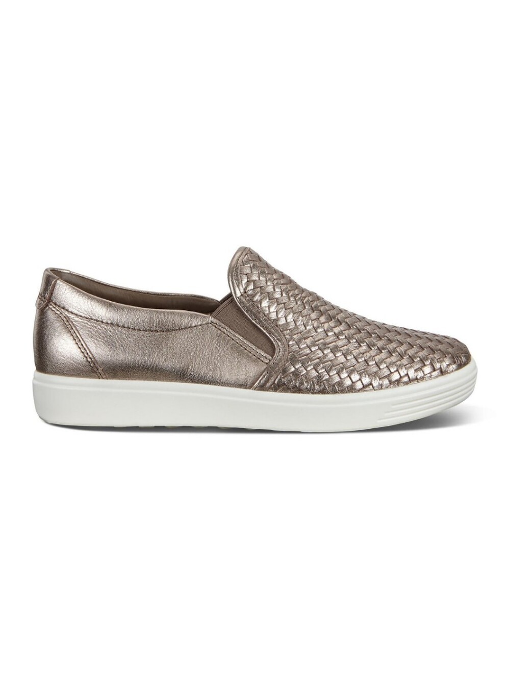 NWOT ECCO Soft 7 Woven Slip-on Sneakers Stone Metallic 8 NEW